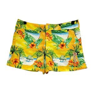 Walt Disney World Vtg 90s Yellow Tropical Hawaiian Jessica Rabbit Board Shorts